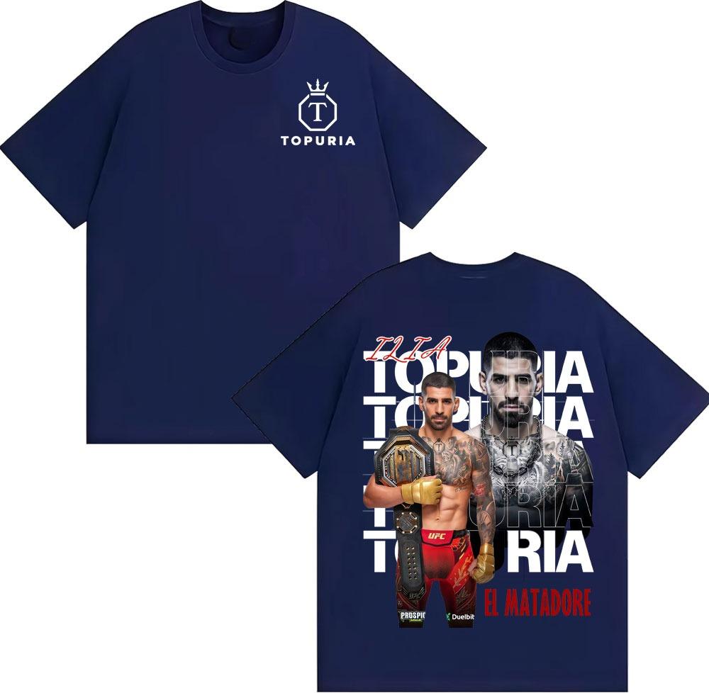 Ограниченная серия футболок Ilia Topuria El Matador Retro Graphic для унисекс Harajuku Крутая оверсайз футболка Унисекс Хлопковая оверсайз футболка