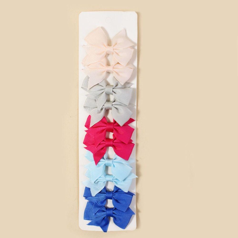 10Pcs/pack Multi-color Kids Hair Clips Solid Color Bowknot Barrettes Bow Hairpin  Hair Accessories