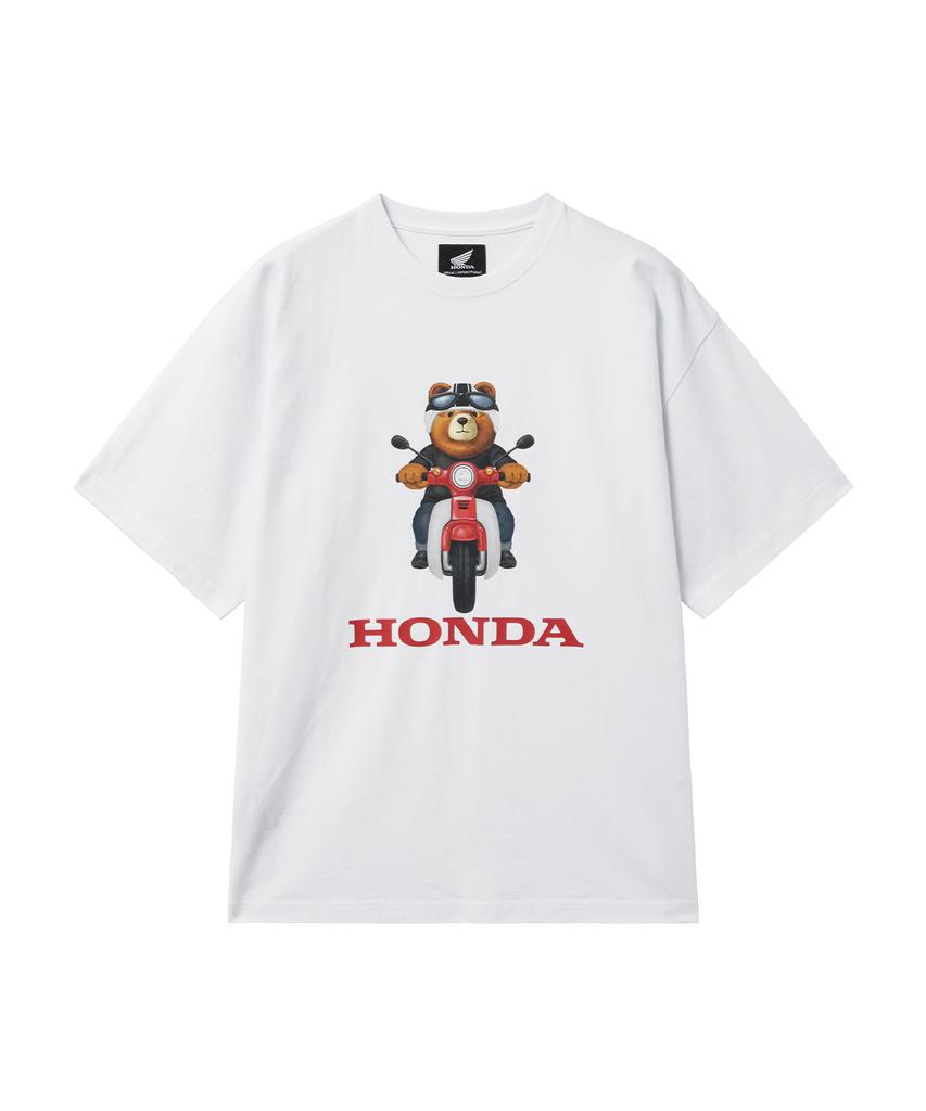 PHYPS MOTORCYCLE Super Cub Ride Bear Short Sleeve White