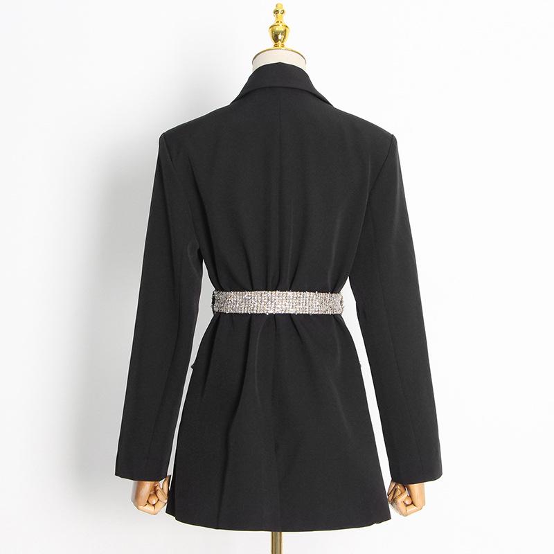 Women's Casual Suit Jacket French Court Style 2023 Autumn V-neck Design Chic Loose Mid-length Luxury Elegant Women's Blazers