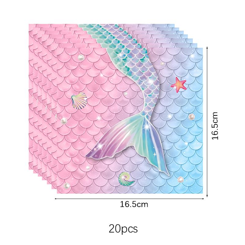 Mermaid Disposable Tableware Gradient Paper Plate Cup Napkin Girls Little Mermaid Birthday Party Decoration Supplies Baby Shower