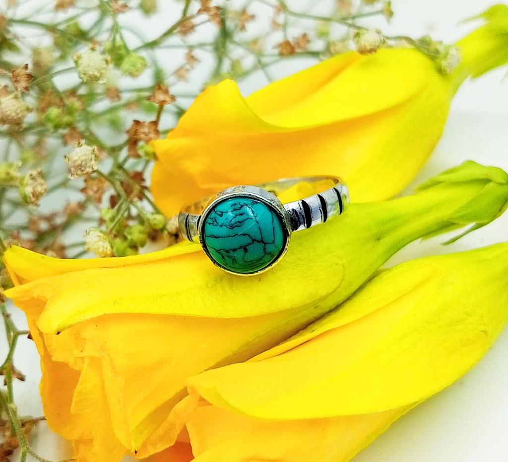 Ювелирные изделия в виде кольца из стерлингового серебра 925 пробы с бирюзой и драгоценным камнем PQY-IJ10493