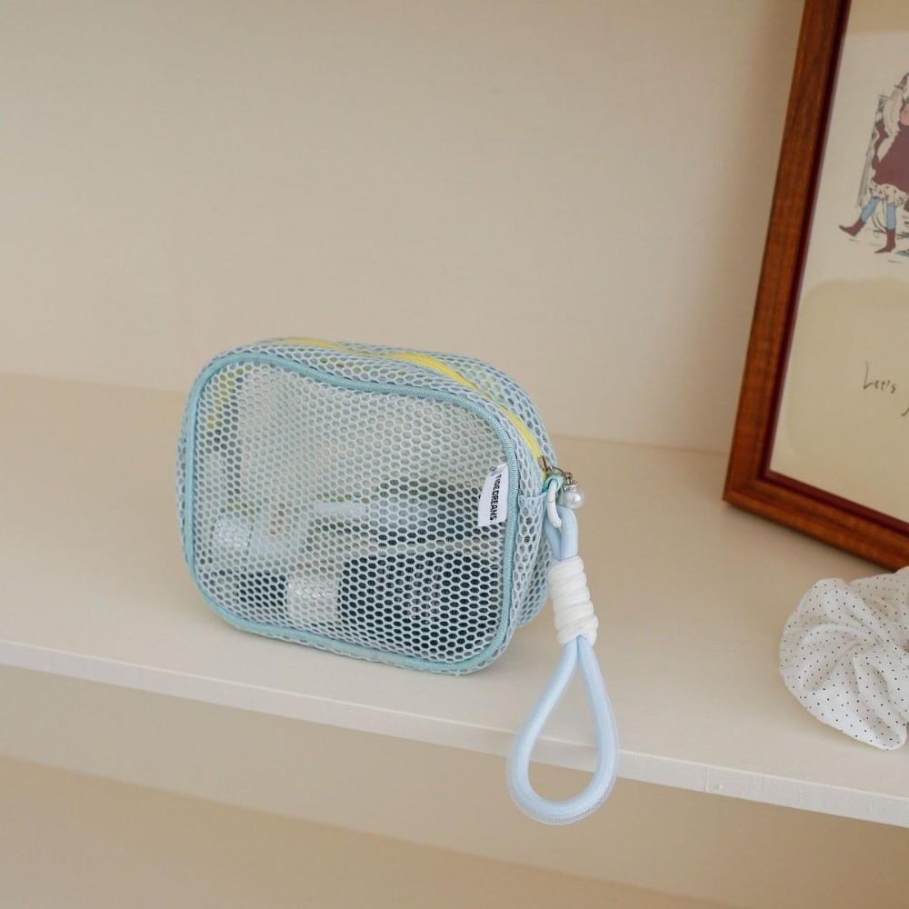 New Dopamine Color Mesh Cosmetic Bag Large Capacity Breathable Coin Purse Lightweight Storage Bag