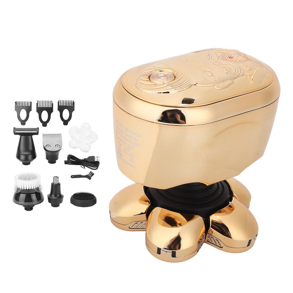 Electric Shaver 6 Blades Rechargeable Multifunctional LCD Digital Display Bald Head Trimmer 5W
