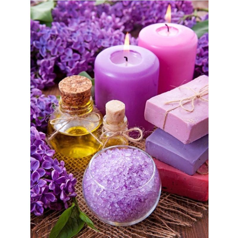 5D DIY Алмазная картина Фиолетовые цветы Сцена Алмазная вышивка Набор для вышивки крестом Полный горный хрусталь Мозаика Домашний декор