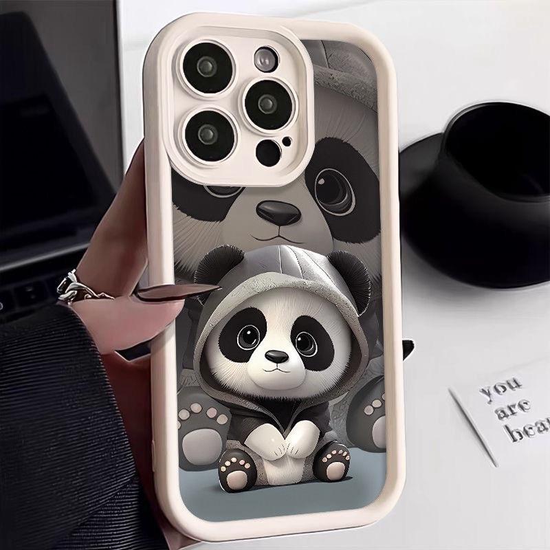 Cute Panda Phone Case for Motorola Moto G32 G52 G35 G30 G34 G85 G54 E22 G15 G05 E14 E40 E32 Matte Soft Camera Protective Couqe
