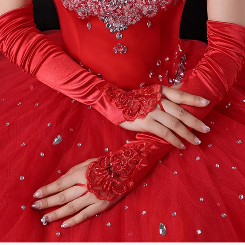 Элегантные длинные свадебные перчатки