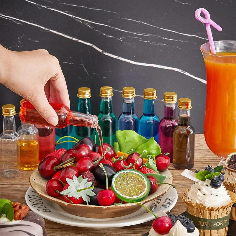 30 шт. Мини-бутылки для ликера, пластиковые бутылки для спиртных напитков с серебряными/золотыми крышками, стаканчики для алкогольных шотов с воронками, бирки из крафт-бумаги, веревка для вечеринки