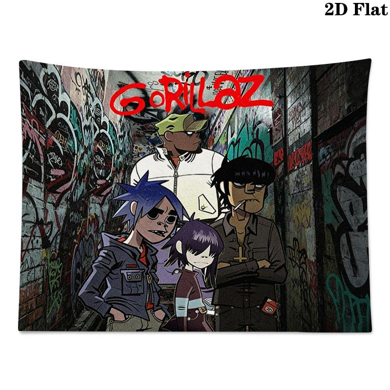Gorillaz Wall Tapestry Aesthetic Wall Hanging Printed Fabric Blanket Decorative Tapestries for Bedroom Living Room Home Decor