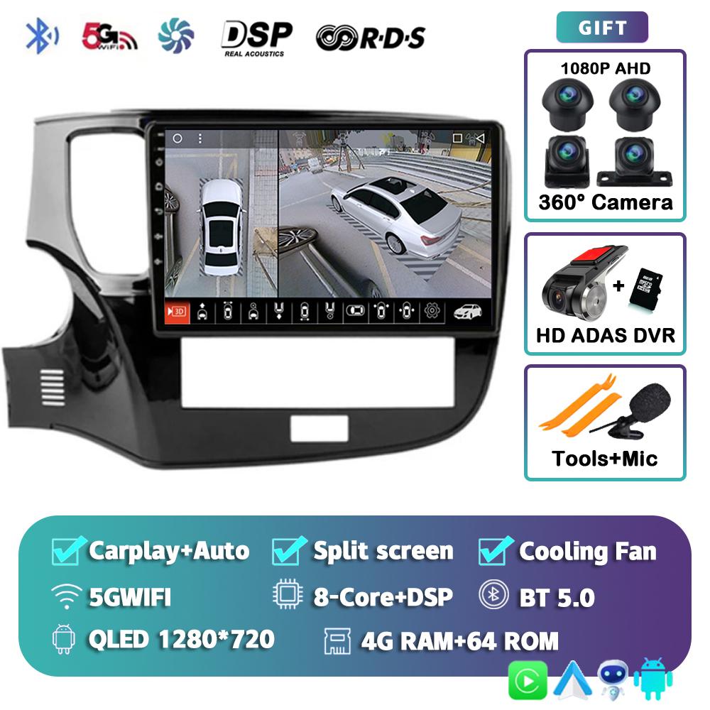 Android 14 Carplay Car Radio для Mitsubishi Outlander 3 GF0W 2018-2021 2din Multimidia Видеоплеер Навигация Головное Устройство Стерео