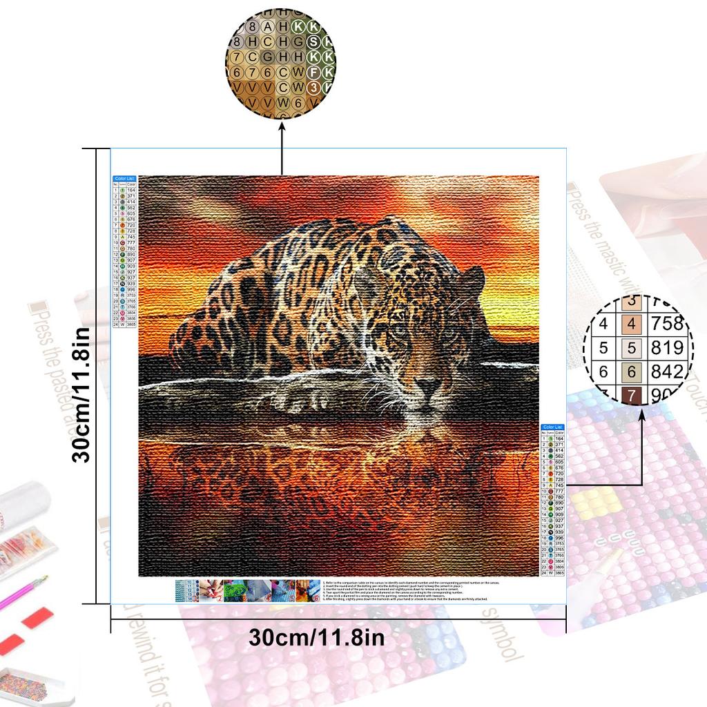 DIY алмазная живопись Леопард у реки комплект для вышивки крестом мозаика искусство алмазная живопись полный круг/квадратный алмаз украшение дома
