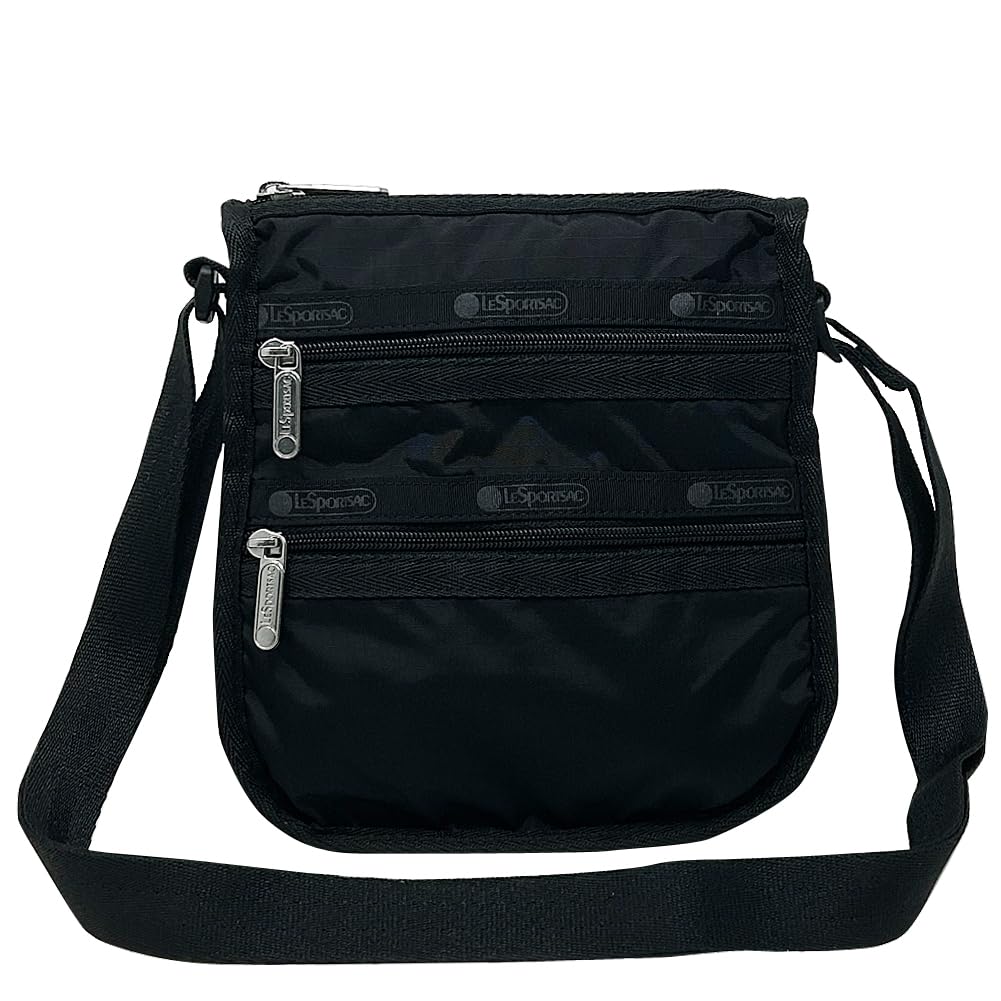 LeSportsac MEDIUM 3 ZIP CROSSBODY 1009 (ПЕРЕРАБОТАННЫЙ ЧЕРНЫЙ) Мини-сумка через плечоКлатч