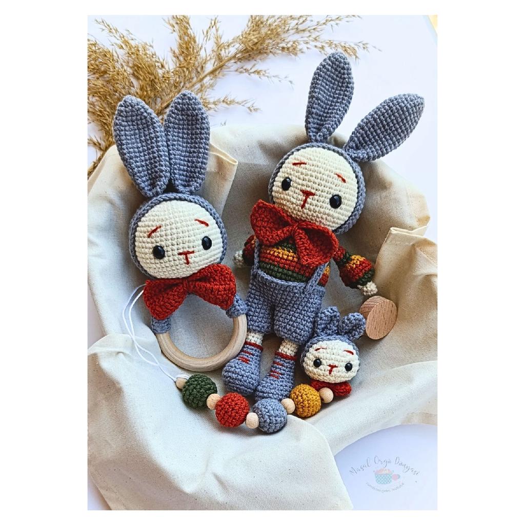 Amigurumi Rabbit Toy - Teether And Pacifier Chain/strap