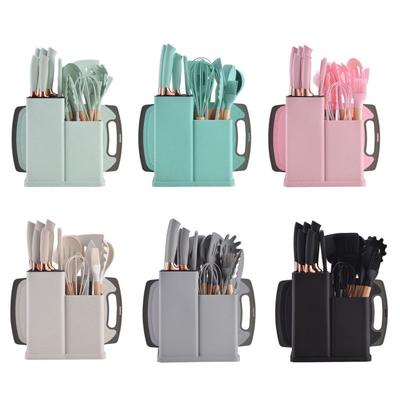 Набор кухонной утвари Brodark из 19 предметов из пищевого силикона, кулинарная ложка, лопатка, разделочная доска, нож для фруктов, нож шеф-повара, комбинированный се