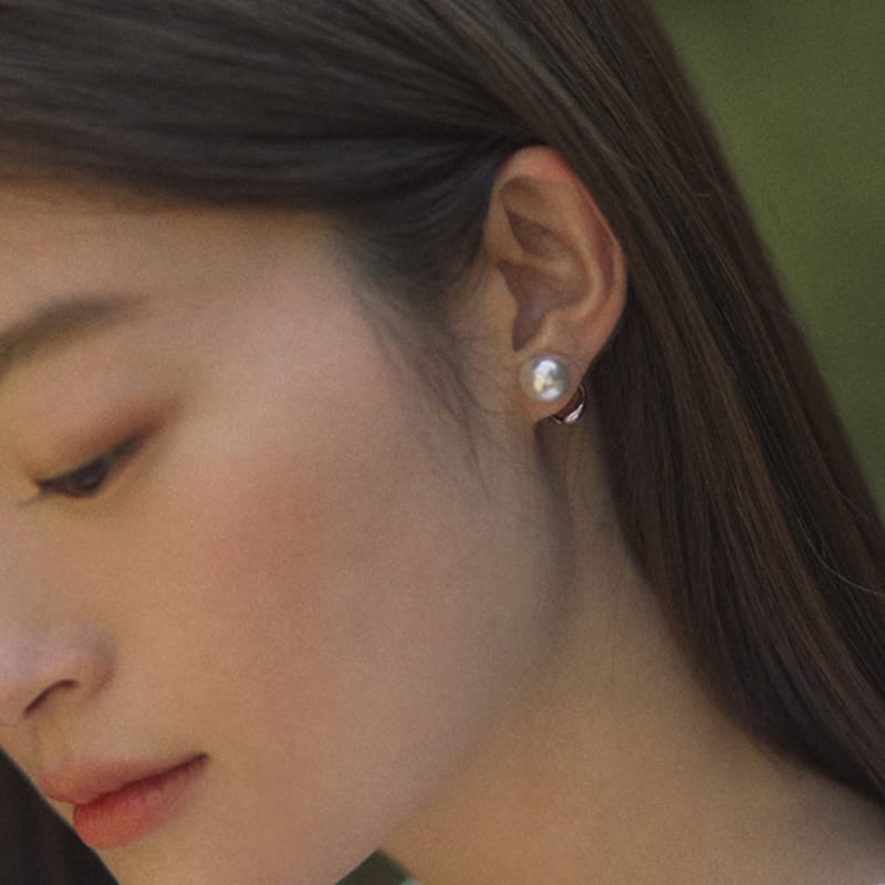 ADAUL Pearl knob reversible earring - silver
