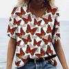 Butterfly T-shirt For Women Summer Girls Clothes Tees Female Harajuku Sweatshirt Blouse V-neck Oversized Short Sleeve Cheap Tops