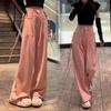 Женские весенне-летние брюки с высокой талией и широкими штанинами | Стильные повседневные спортивные брюки прямого кроя | Универсальные брюки-платье в пол