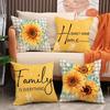 1pc Spring Themed Alphabet, Leaves, Sunflower Decorative Yellow Pillow Cover For Sofa, Couch, Home Deco