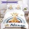 3pcs Custom Name Giraffe Bedding Set Duvet Cover Closure Includes 1 Duvet Cover & 2 Pillowcases, Soft and Comfortable for All Seasons.