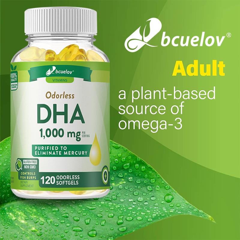 Odorless DHA 1000mg Supplement - Purified & Mercury Free - 120 Softgels