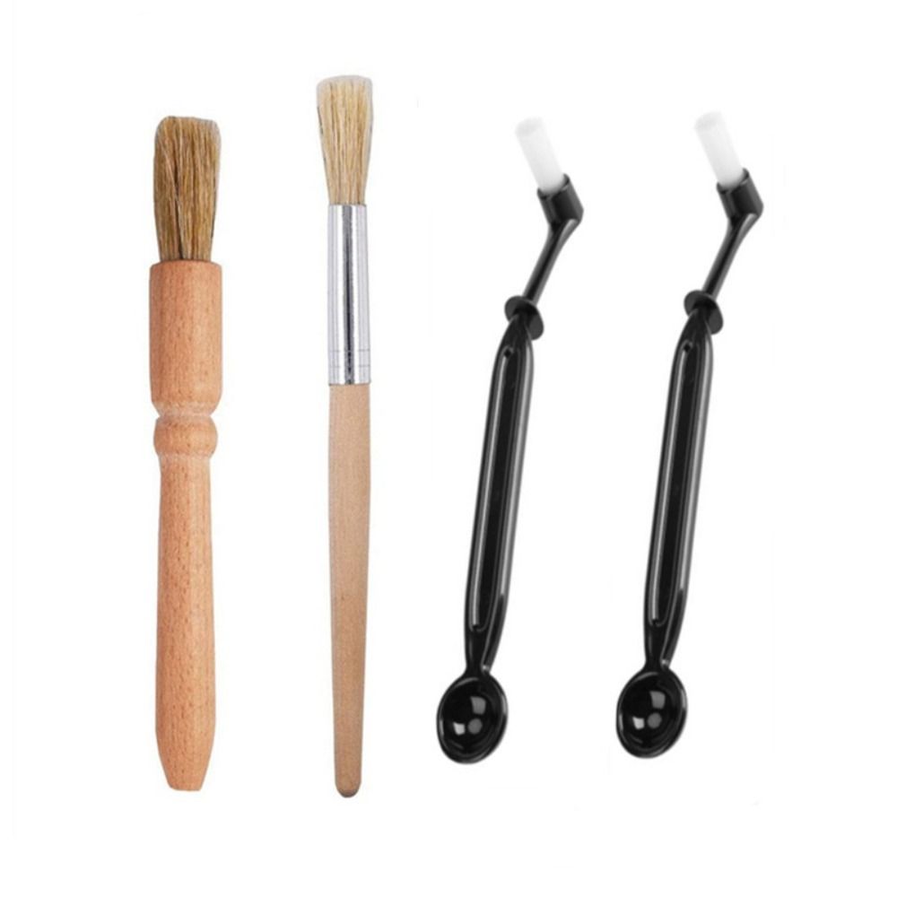 Nylon Coffee Brushes Wooden Handle Coffee Machine Cleaning Brush Coffee Brush Set Cleaning Tools
