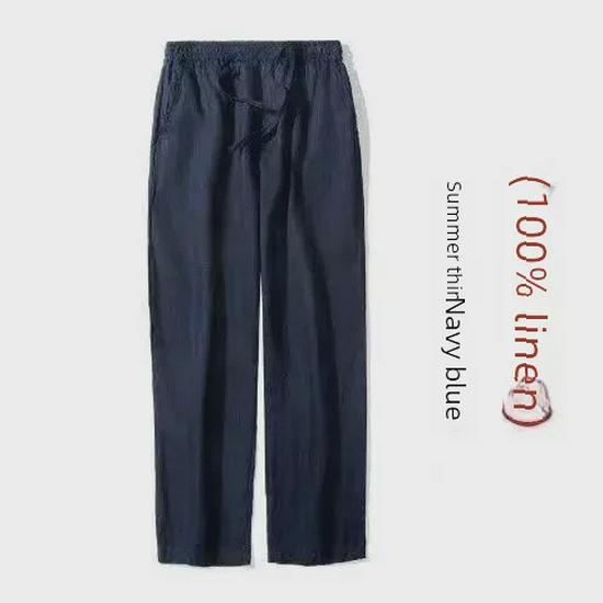 Мужские повседневные брюки свободного кроя из льна и хлопка - летние, Nine-Point, большой размер, китайский стиль