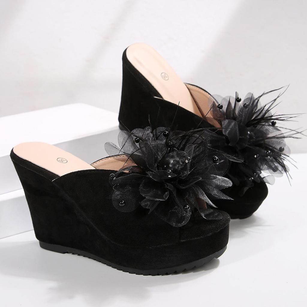 Women Wedge Sandals Open Toe Summer Slippers 10.5cm Platform Heels Comfortable Thick Sole Shoes