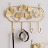 Creative Organizer Ginkgo Leaf Metal Coat Hooks Iron Art Heavy Duty Coat Hanger Nordic Style Golden Wall Hooks Wall Mounted
