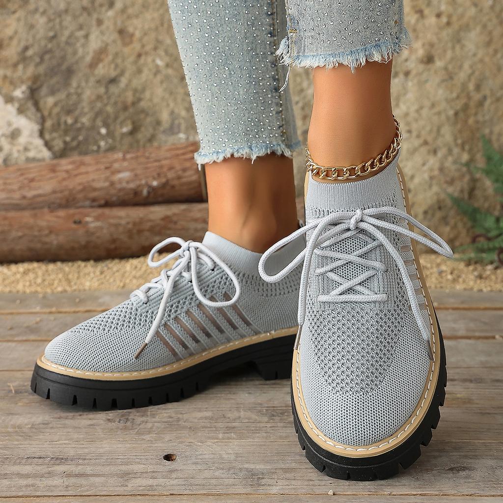 Plus Size Shoes for Women 36-43 Summer Spring 2026 Women Mesh Breathable Comfortable Lace Up Platform Flats Sneakers Women