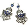 [P7422] - Designer Earrings 'Acapulco' Silver Blue - 80x40 Mm