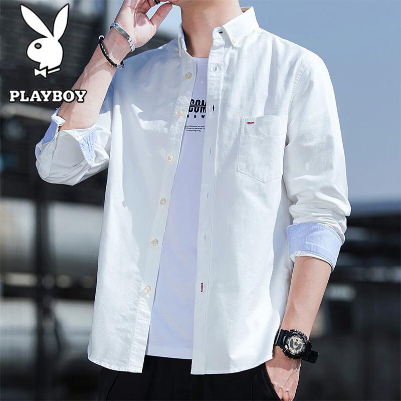 PLAYBOY Men's Summer Casual Long-Sleeve Lapel Shirt