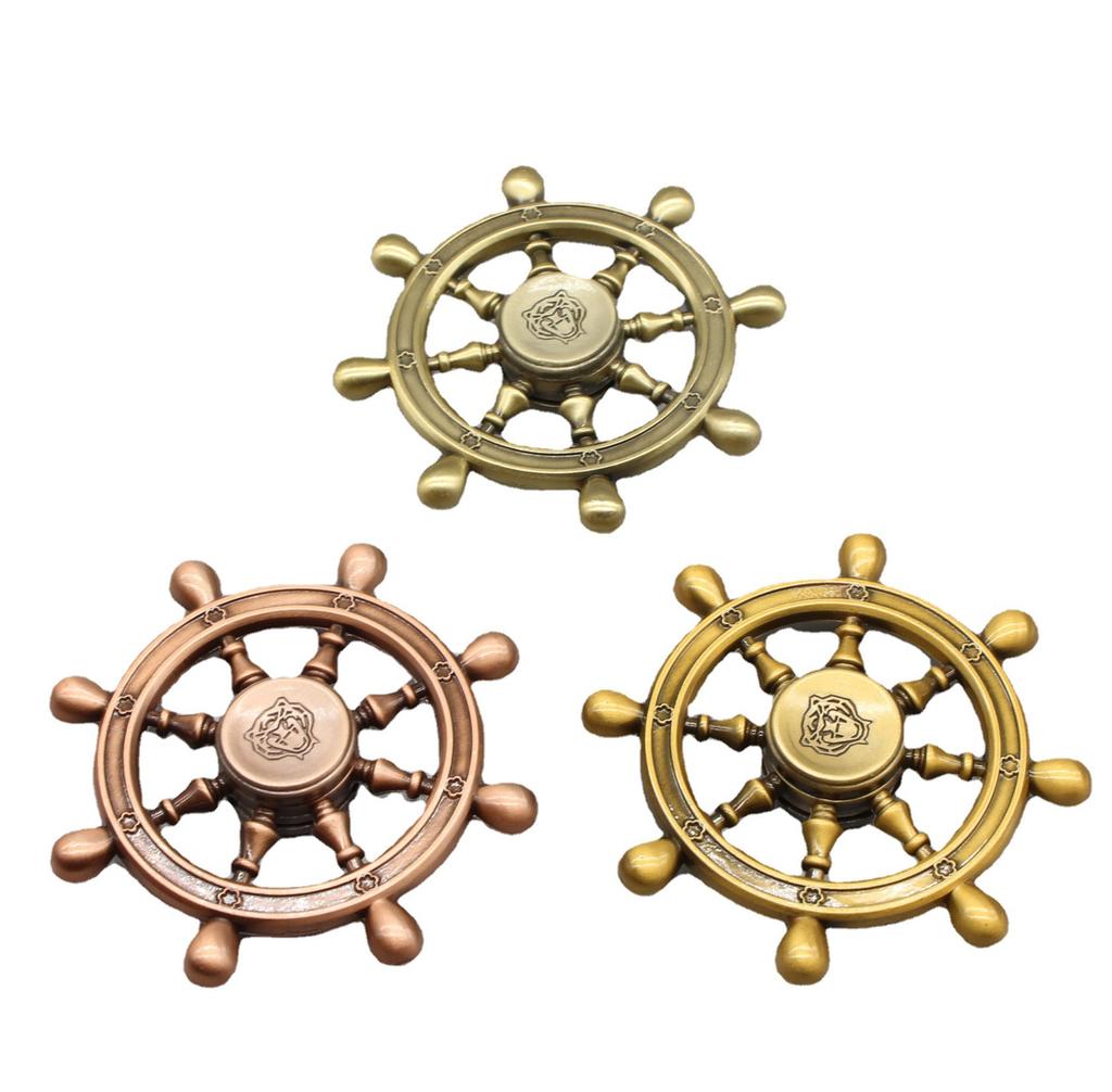 Fingertip Gyro Metal Toy Rotating Rudder Shape Colorful Gyro Pirate Ship Fingertip Gyro