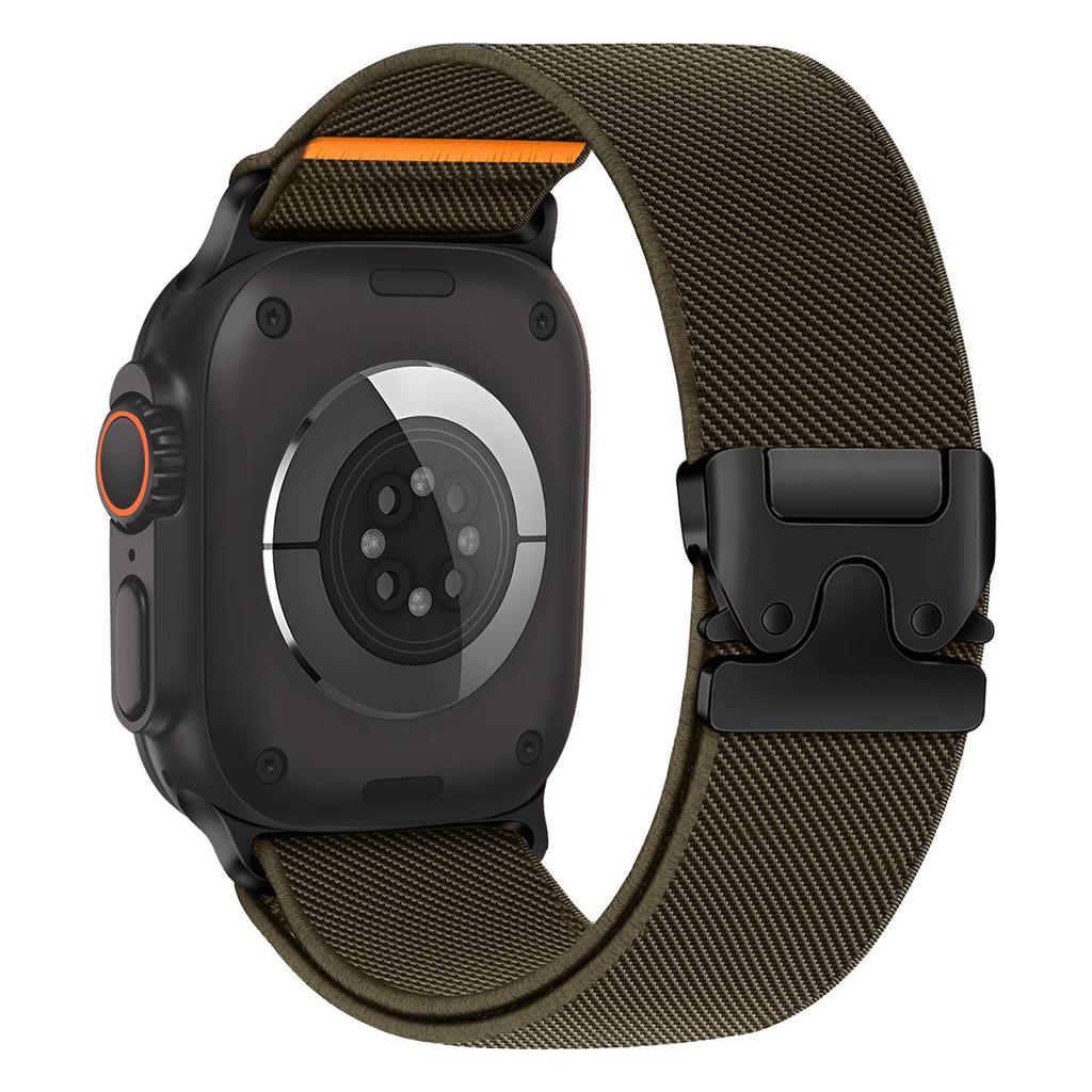 Кросс-платформенный эластичный нейлоновый ремешок для Apple Watch (Серии 1-9) с парашютной пряжкой.