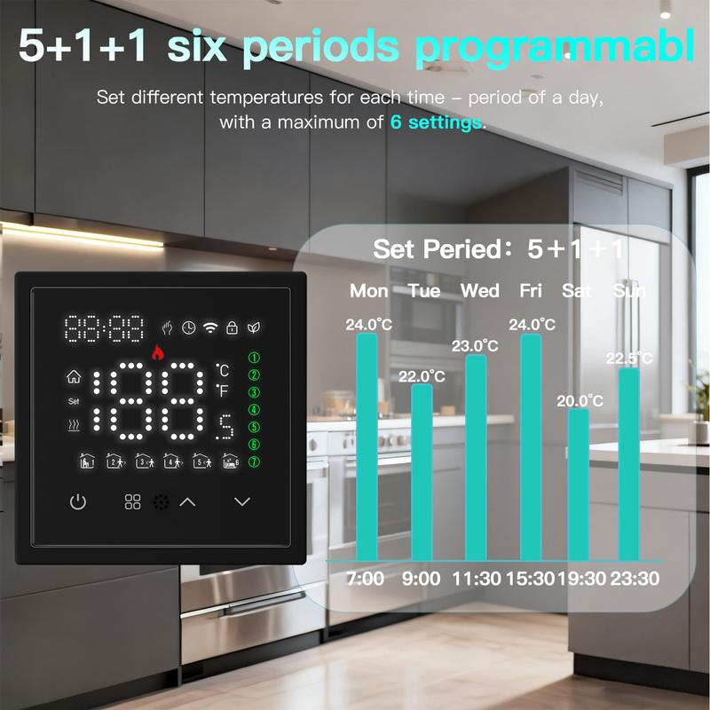 Bseed WiFi Thermostat Water Electric Warm Floor Heating Gas Boiler Temperature Remote Controller with Google Alexa E Series