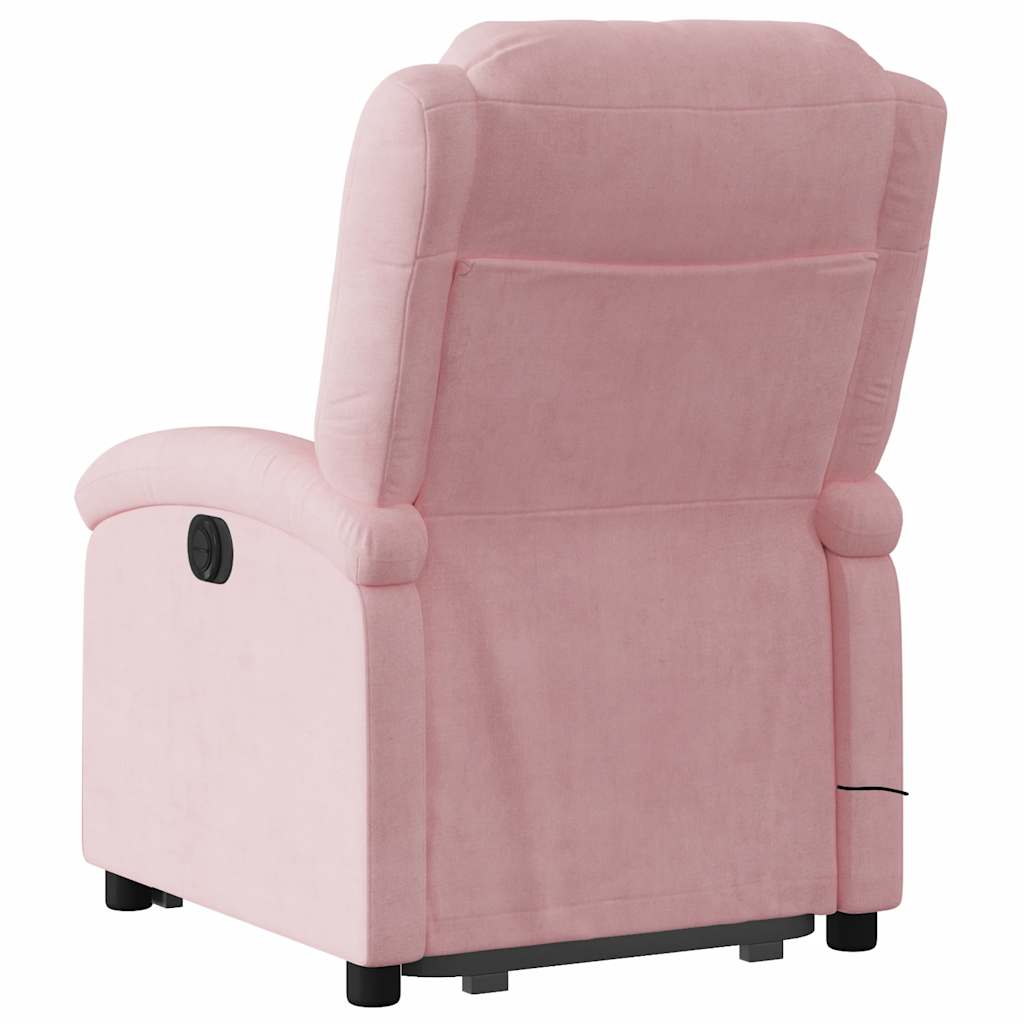 Electric Lift Chair with Massage Function Pink Velvet