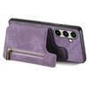 For Samsung Galaxy S25+ Case with Zipper Card Holder Retro Leather TPU Phone Cover