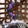 Halloween Moon Cat Wreath for Front Door Crescent Moon Wreath Sign with Artificial Rose Flowers for Gothic Home Decoration
