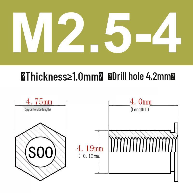 Шестигранные Заклепочные Гайки-Болты M2-M8, Резьбовой Стержень с Цилиндрической Головкой