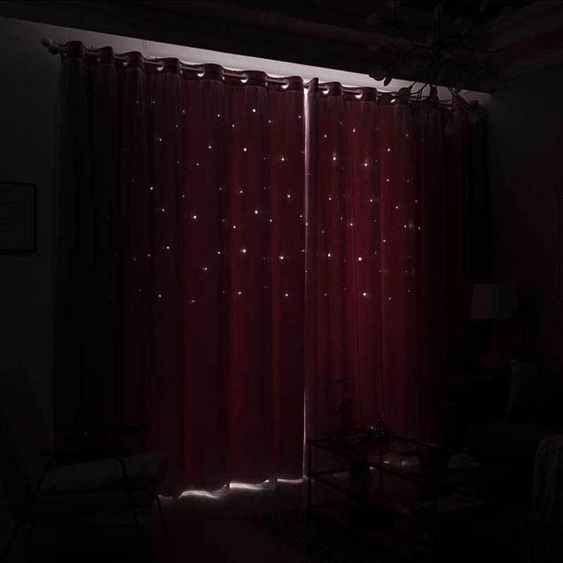 Затемняющие шторы для гостиной, звездные полые украшения, тканевые шторы для окон, тюль, двухслойные занавески для спальни, домашний декор