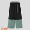 INCERUN Men Spring Elastic Waist Striped Patchwork Trousers Casual Wide Leg Pants