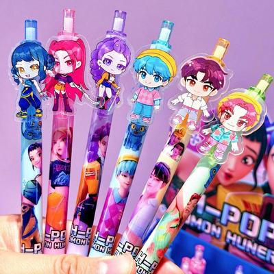 5 шт. K-pop Истребители демонов Гелевая ручка с черными чернилами Ручка для плавного письма Канцелярские товары с аниме-фигурками Студенческие принадлежности Подарки