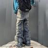 Multi Pockets Drawstring Jeans Men Harajuku Streetwear Baggy Y2K Denim Trousers Oversized Cargos
