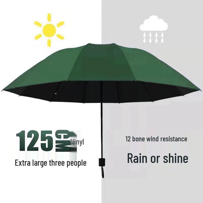 Twelve-Bone Extra-Large Dual-Use Manual Umbrella with Black Glue Sunscreen