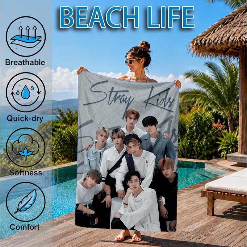 K-pop Group Stray Beach Towel, Microfiber Beach Towel, Perfect For Pool, Beach, Travel, Home Decor Beach Party Fan gifts