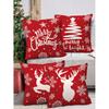 Set of 4 Merry Christmas Decorative Throw Pillow/Cushion Covers - (18 X 18 INCH, Red)