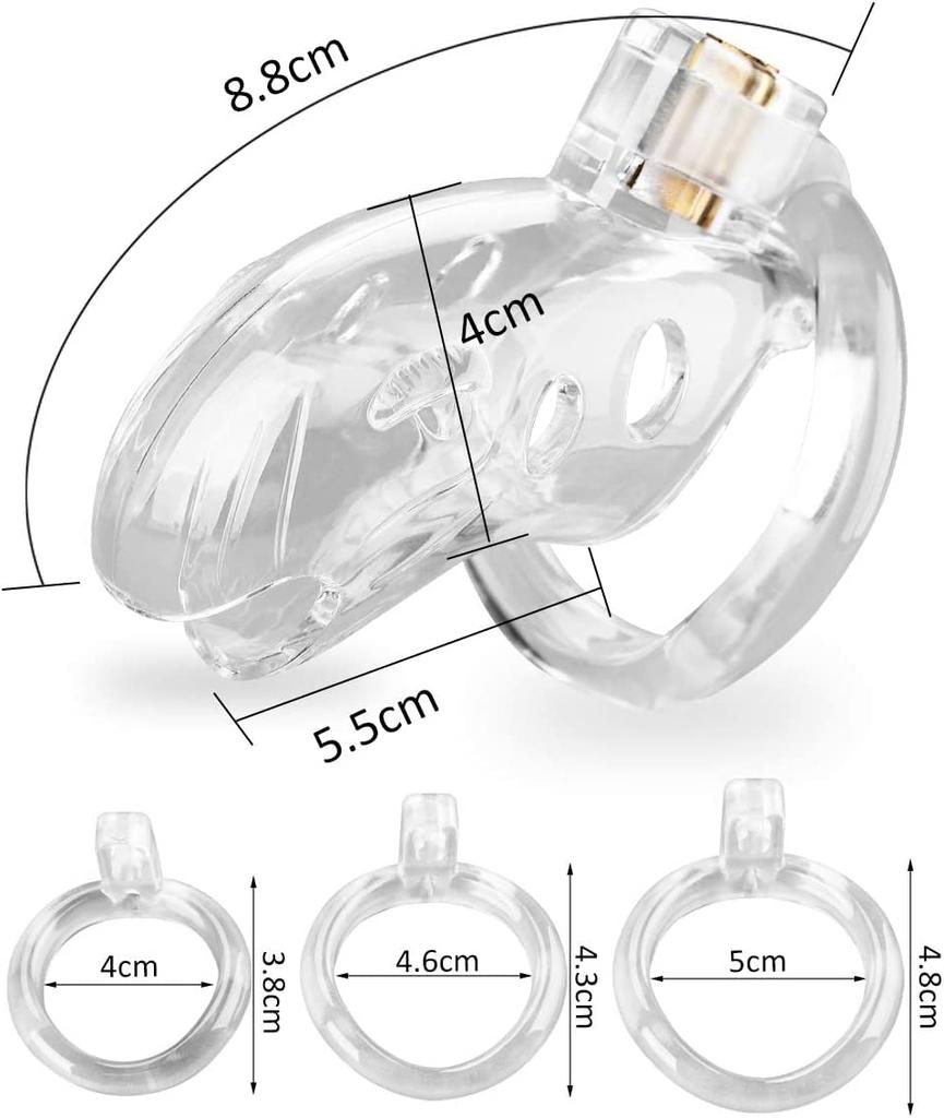 Giftoyou Chastity Device Transparent Chastity Device Ventilated Penis Cage 3 Cock Ring Set Male Chastity Management Penis Stimulation SM Goods Plastic