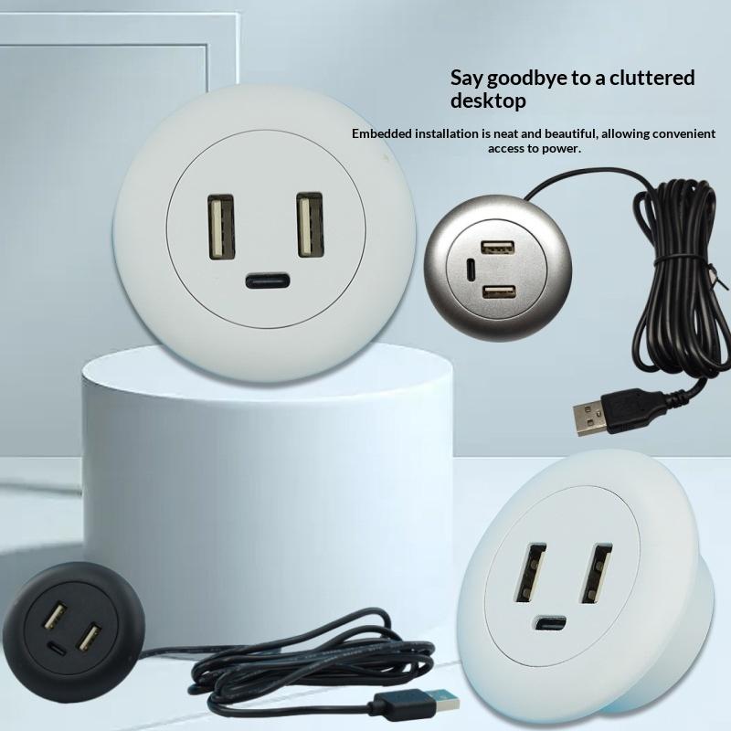 1 шт. USB-зарядное устройство Type-C 3 в 1, разветвитель, встраиваемый в стол USB-хаб для ноутбука, ПК, мобильного телефона, зарядка, мебель, офисная розетка