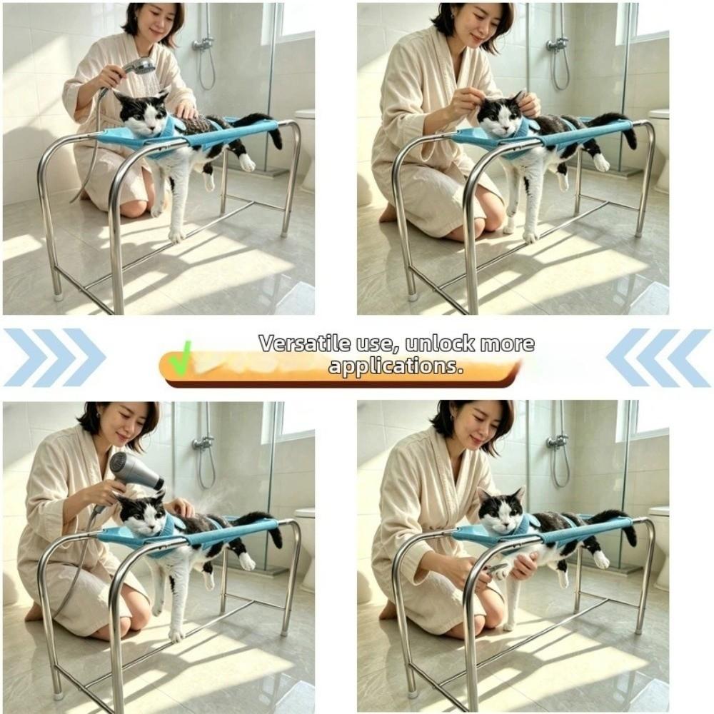 Folding Dog Grooming Table 6-Hole Pet Washing Station Cat Bathing Restraint Rack Picking Ears