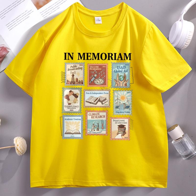 In Memoriam Stamps Women Unisex TShirt 2026 Pro Democracy TShirt Casual Cotton Short Sleeve Graphic Tees Streetwear Clothing Tops