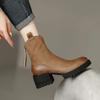 Ботильоны Кожаные Ботильоны для Женщин Круглый Носок Новинка Большой Размер Теплая Обувь Y2k Дизайнерская Женская Короткая Обувь Роскошная ПУ Продажа 39